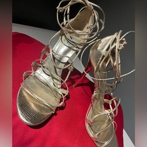 Aldo Lace Up Gold Heels